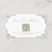 セージグリーンエレガントヴィンテージQRコードWebサイトカード プレイスカード (正面)