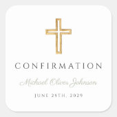 セージグリーンエレガント宗教少年の確認 スクエアシール (正面)