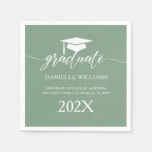 セージグリーンエレガント背景の白いタイポグラフィ スタンダードカクテルナプキン (正面)