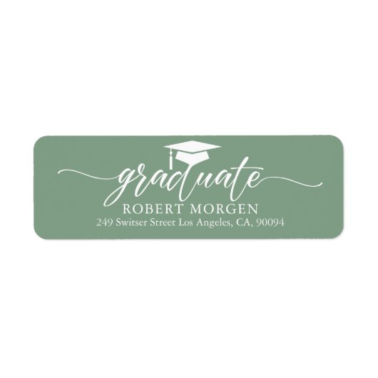 セージグリーンエレガント背景の白いタイポグラフィ ラベル (正面)