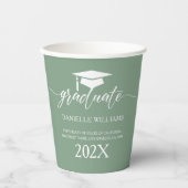セージグリーンエレガント背景の白いタイポグラフィ 紙コップ (正面)