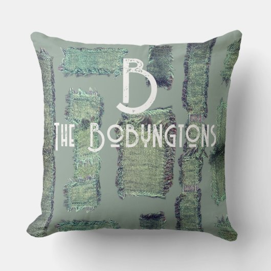 セージグリーンオリーブのパステル抽象芸術 モダン クッション (正面)