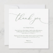 セージグリーンオリーブグリーンモダンミニマリスト サンキューカード (裏面)