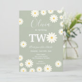 セージグリーンオリーブデイジーフローラ2nd誕生日パーティー 招待状 (スタンド正面)