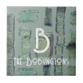 セージグリーンオリーブパステルモノグラムモダン抽象芸術 タイル