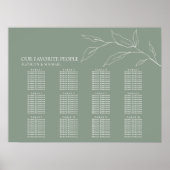セージグリーンオリーブ結婚リーフ12テーブル席 ポスター (正面)