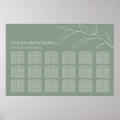 セージグリーンオリーブ結婚リーフ18テーブル席 ポスター (正面)