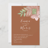 セージグリーンオレンジのモノグラム結婚式招待状 招待状 (正面)