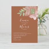 セージグリーンオレンジモノグラム結婚式招待状 招待状 (スタンド正面)