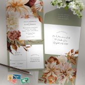 セージグリーンオータムエレガンス秋の結婚式 オールインワン招待状