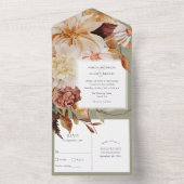 セージグリーンオータムエレガンス秋の結婚式 オールインワン招待状 (内側)