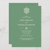 セージグリーンオーナメント結婚式招待状 招待状 (正面/裏面)