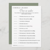 セージグリーンオーバーまたはブライダルシャワーゲームの下 案内状 (正面/裏面)