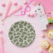 セージグリーンカウズプリント ペーパープレート (パーティー)