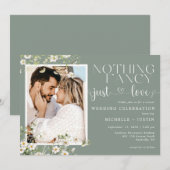 セージグリーンカジュアル結婚フローラの純愛 招待状 (正面/裏面)