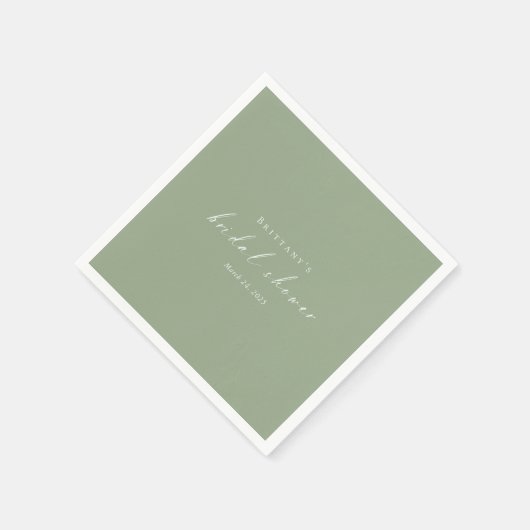 セージグリーンカスタムブライダルシャワーナプキンス スタンダードカクテルナプキン (角)