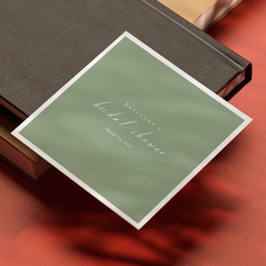 セージグリーンカスタムブライダルシャワーナプキンス スタンダードカクテルナプキン