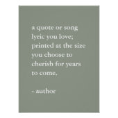 セージグリーンカスタム引用文プリント ポスター (正面)