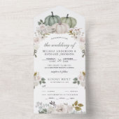 セージグリーンカボチャとホワイトフローラ結婚ズ オールインワン招待状 (内側)