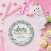 セージグリーンカボチャフローラ秋ベビーシャワー ペーパープレート (パーティー)