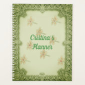 セージグリーンガーデパーソナライズされたン プランナー手帳 (正面)