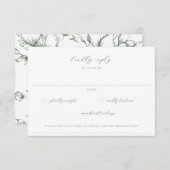 セージグリーンガーデン結婚フローラ 出欠カード (正面/裏面)