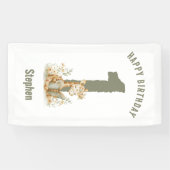 セージグリーンキリン幸せ1歳の誕生日 横断幕 (横)