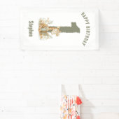 セージグリーンキリン幸せ1歳の誕生日 横断幕 (インサイチュ)