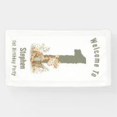 セージグリーンキリン幸せ1歳の誕生日 横断幕 (横)