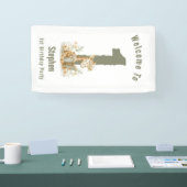 セージグリーンキリン幸せ1歳の誕生日 横断幕 (トレードショー)