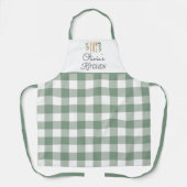 セージグリーンギンガムパターンファームハウスコテージコア エプロン (正面)
