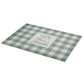 セージグリーンギンガムパターンファームハウスコテージコア カッティングボード (角)