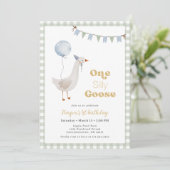 セージグリーンギンガムボーイワンガ間抜けース誕生日 招待状 (スタンド正面)