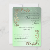 セージグリーンクインズ金ゴールドグリッター写真キンセアニェラ 招待状 (裏面)