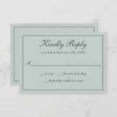 セージグリーンクラシックシンプルエレガントウェディングRSVP 出欠カード (正面/裏面)