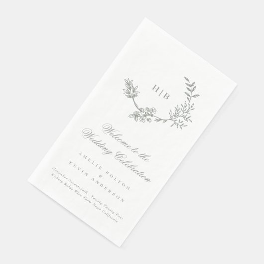 セージグリーンクラシックフローラリースモノグラム結婚ズ (コーナー)