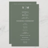 セージグリーンクラシックミニマル結婚式 プログラム (正面/裏面)