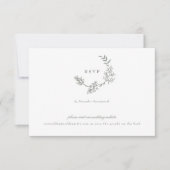 セージグリーンクラシックモノグラムQRコード結婚のリース 出欠カード (正面)