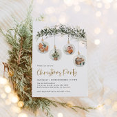 セージグリーンクリスマスオーナメントウィンターホリデーパーティー 招待状