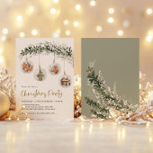 セージグリーンクリスマスオーナメントウィンターホリデーパーティー 招待状