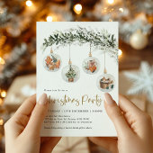 セージグリーンクリスマスオーナメントウィンターホリデーパーティー 招待状