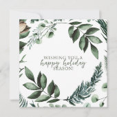 セージグリーンクリスマスグリーン&パインホリデーカード 招待状 (正面)