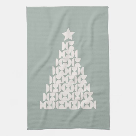 セージグリーンクリスマスツリー キッチンタオル (縦)