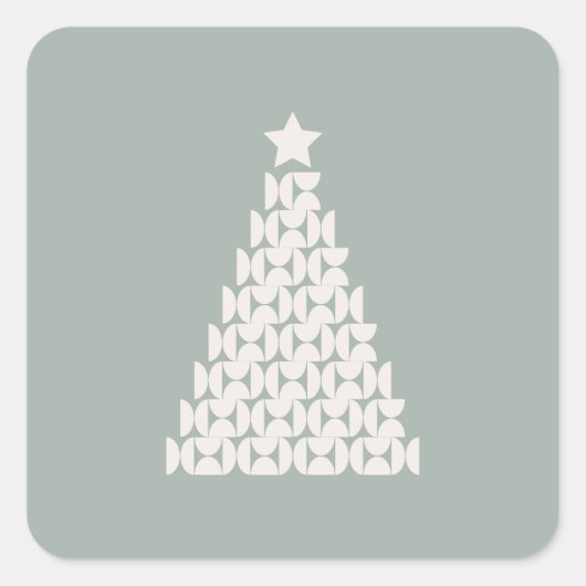 セージグリーンクリスマスツリー スクエアシール (正面)