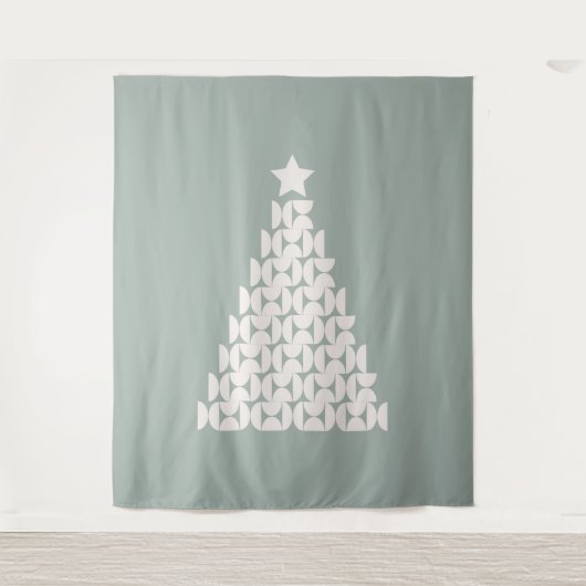 セージグリーンクリスマスツリー タペストリー (正面)