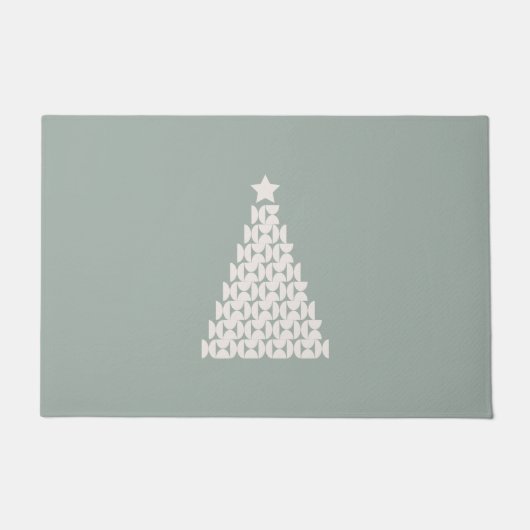 セージグリーンクリスマスツリー ドアマット (正面)