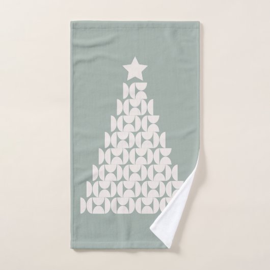 セージグリーンクリスマスツリー バスタオルセット (ハンドタオル)