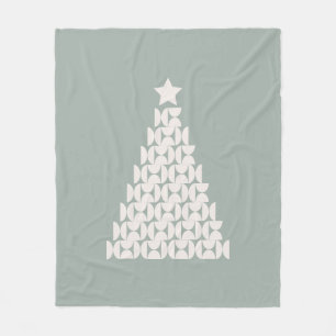 セージグリーンクリスマスツリー フリースブランケット