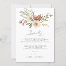 セージグリーンクリスマスフローラウィンターパイン結婚ズ サンキューカード