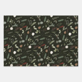 セージグリーンクリスマスモダンボミニマルタニカル ラッピングペーパーシート (正面3)